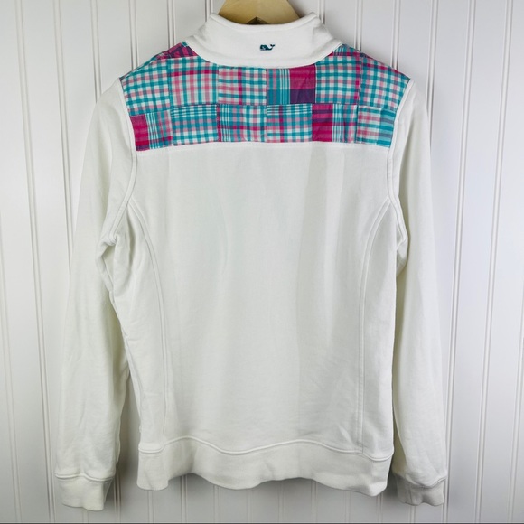 Vineyard Vines Miami White Plaid Pullover Shep Sweater Size Medium - Picture 4 of 11